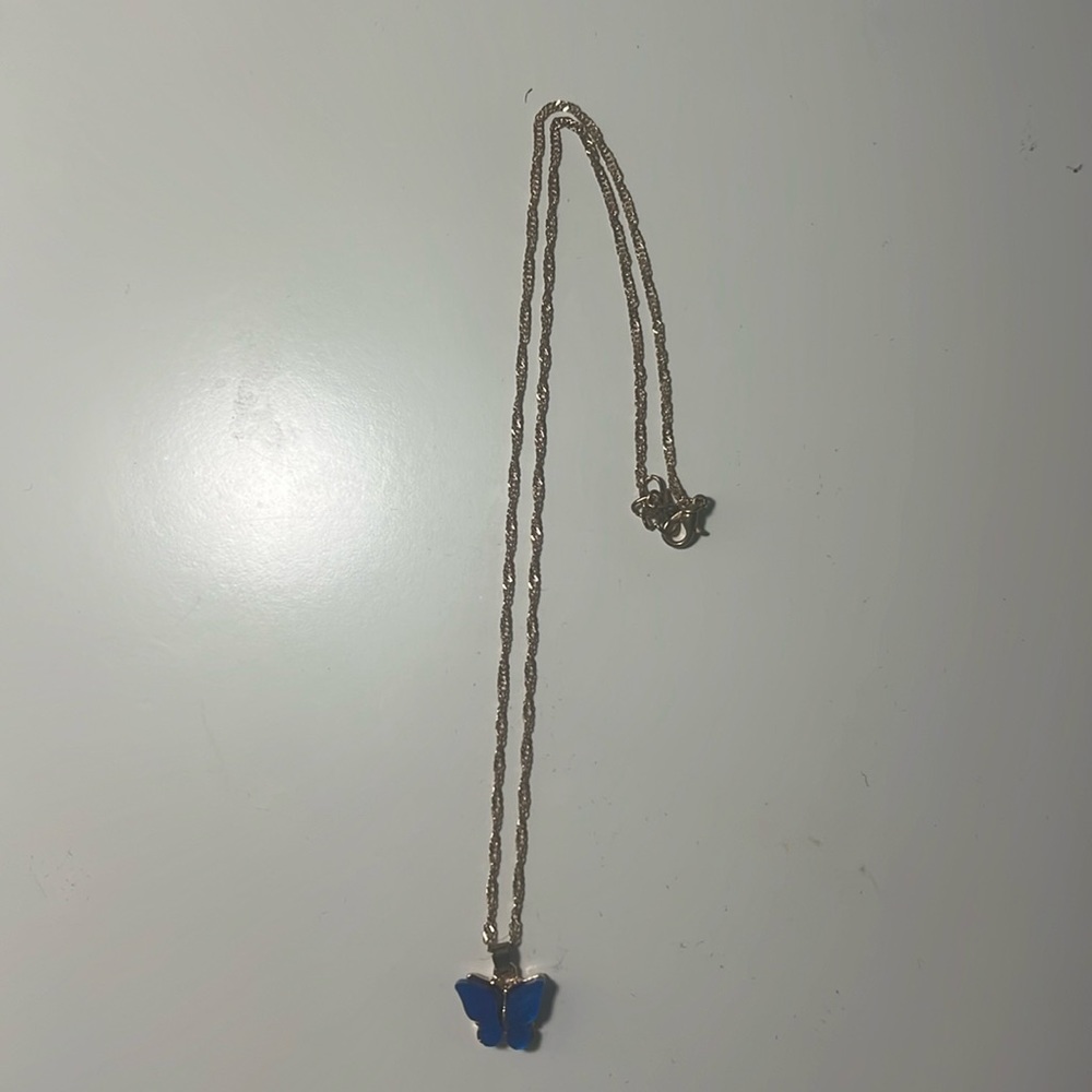 blue butterfly necklace